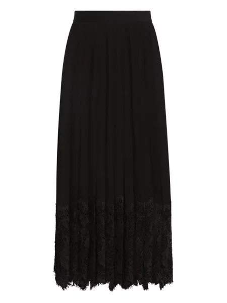Fustă midi Dolce & Gabbana din dantelă până la genunchi negru