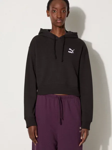 Класически суичър с качулка Puma с качулка с апликация черно