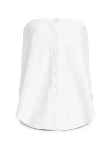 Top Brandon Maxwell din poplin fără bretele alb