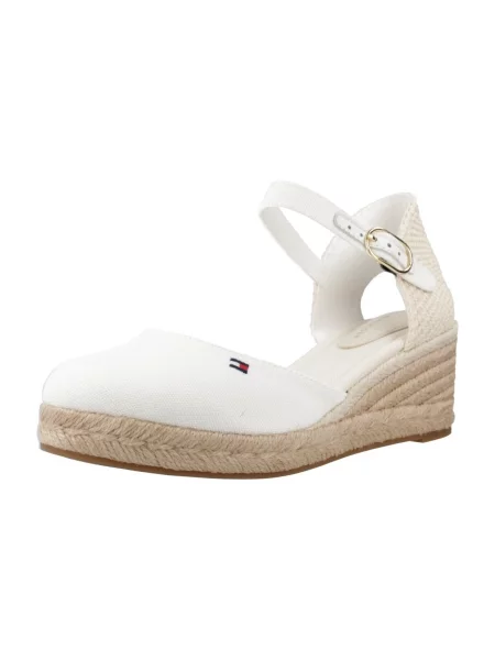 Espadrile Tommy Hilfiger cu pană cu vârf închis din piele alb