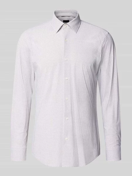 Koszula o kroju slim fit biznesowa z kołnierzykiem typu kent model Boss beżowa