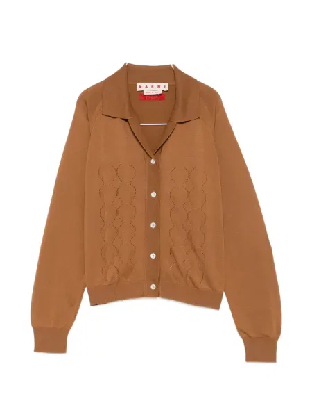 Cardigan Marni tricotate cu autograf maro