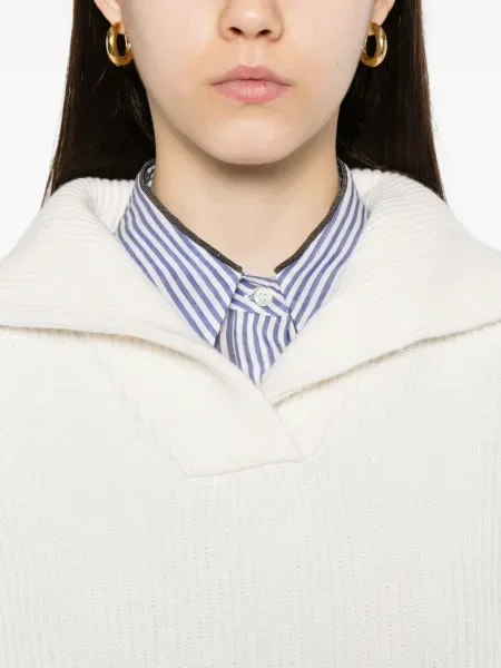 Pulover Brunello Cucinelli alb