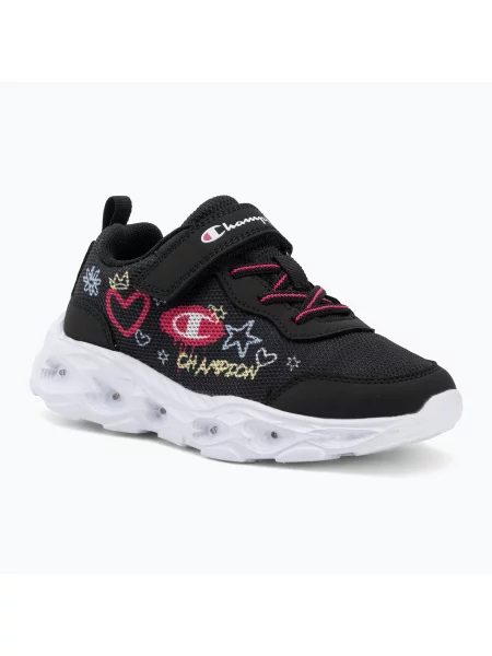 Детски обувки Champion Funfair Print G PS Low Cut new black/fluorescent pink/imperial light blue черно