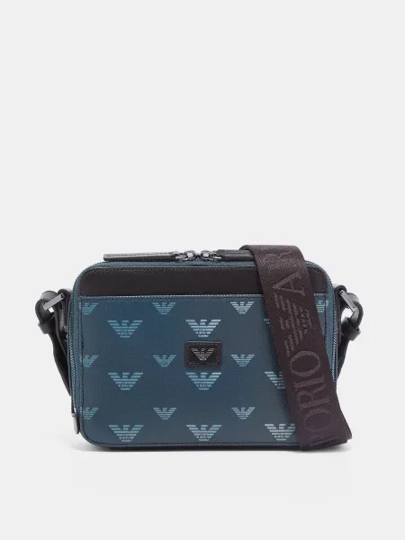 Кожаная сумка Emporio Armani синяя