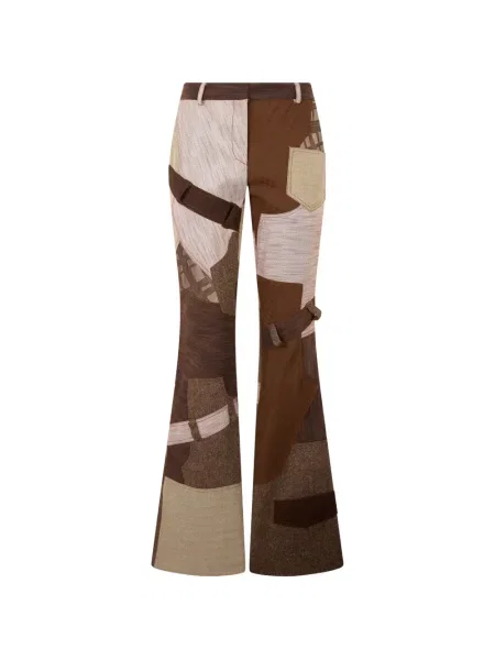 Pantaloni palazzo Moschino cu imprimeu abstract maro