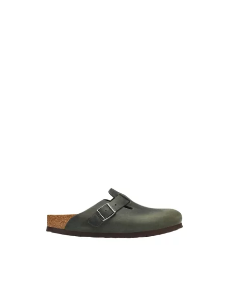 Klapki Birkenstock skórzane zielone