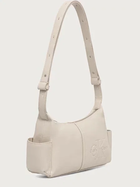 Calvin Klein Kabelka Pockets Monologo Crossbody Krémová béžová