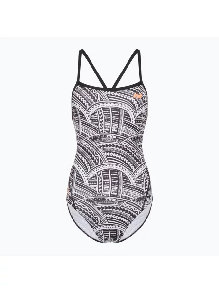 Jednodílné plavky Kona Speed Strap Back tribal print/black/ white/orange bílé