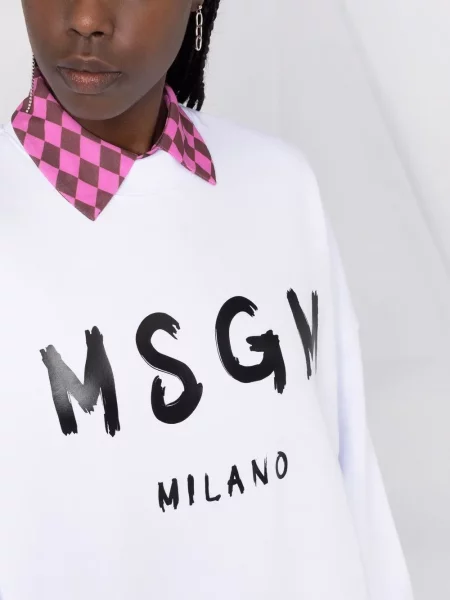 Oblekové šaty Msgm s potiskem bílé