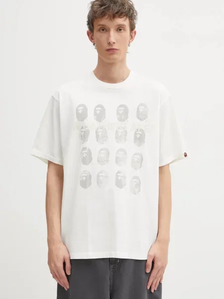 A Bathing Ape tricou din Garment Dye Logo cu imprimeu bej