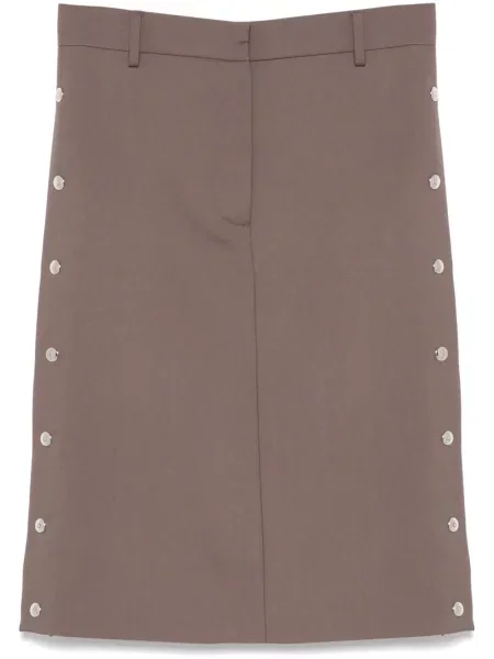 Fustă midi Stella Mccartney cu tepi până la genunchi maro