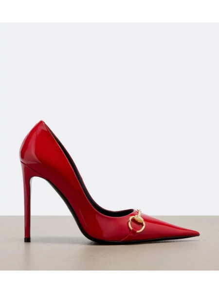 Pantofi cu toc Gucci din piele de lac roșu