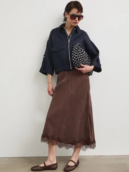 Medicine spódnica z cupro brązowa