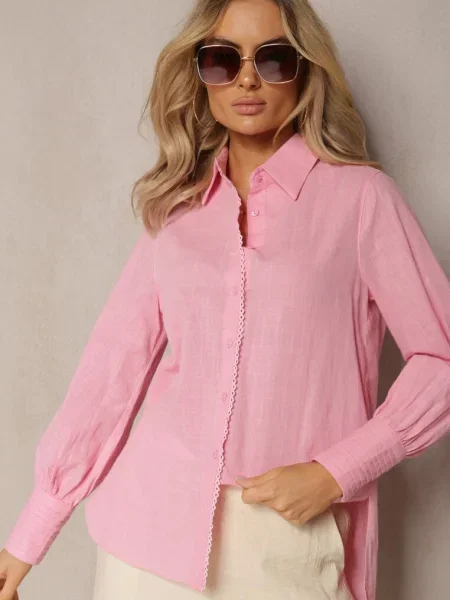 Cămașă din cu Broderie Decorativă la Gevindia roz