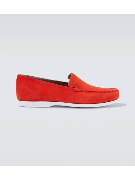 Pantofi loafer Manolo Blahnik din piele de căprioară roșu