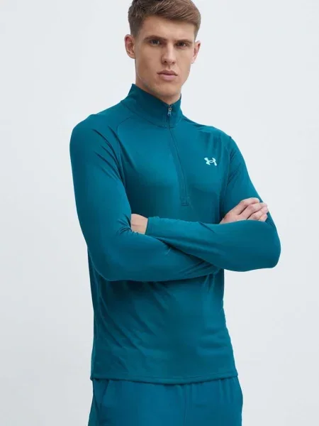Меланжов суитчър Under Armour с принт зелено