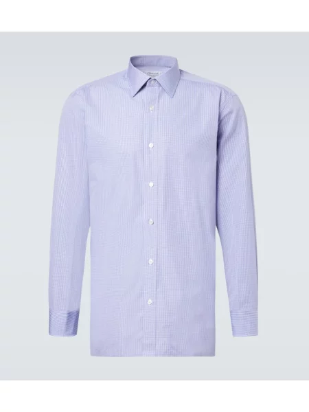 Kostkovaná poplínová košile Charvet modrá