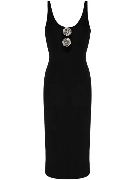 Rochie midi Blumarine cu model floral până la genunchi de costum negru