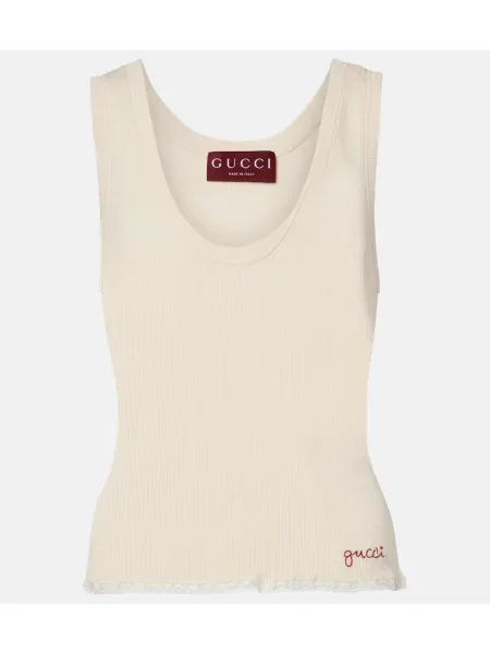 Pletena majica brez rokavov Gucci bela