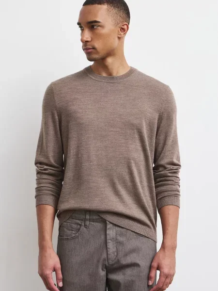 Medicine sweter z wełny merino brązowy