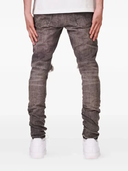 Skinny jeansy skinny Purple Brand z przetarciami czarne