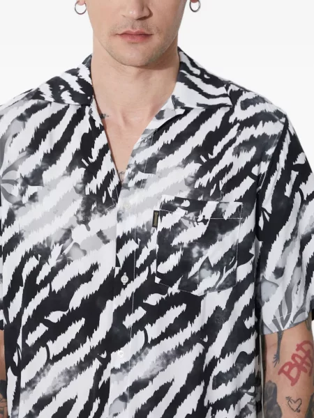 Cămașă Aries cu imagine cu model zebră scurtă negru