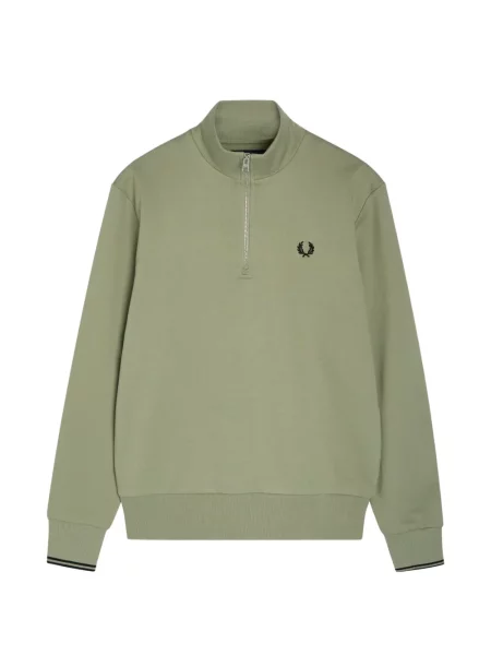 Hanorac Fred Perry de jumătate de fermoar verde
