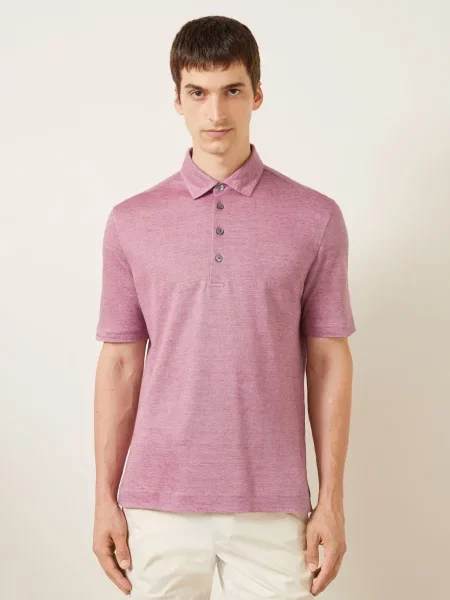 Zegna Žerzejová Polokošile Z Lnu světle fialová