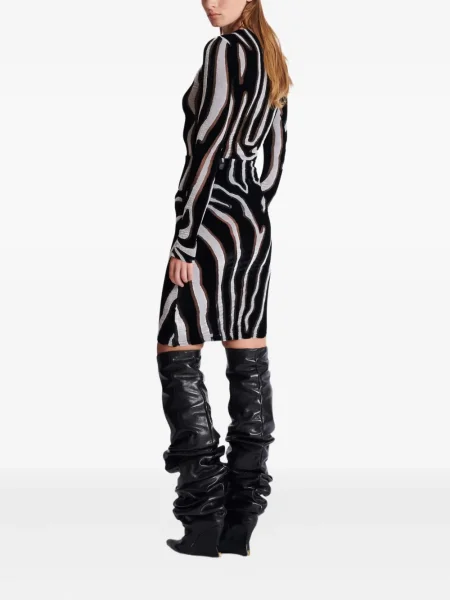 Fusta mini Balmain de catifea cu imagine cu model zebră negru