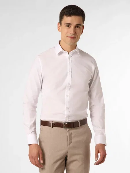 Finshley & Harding Koszula Mężczyźni Super Slim Fit jednolity kołnierzyk kent 39 biały