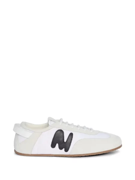 Sneakerși Msgm cu șireturi din dantelă cu autograf alb