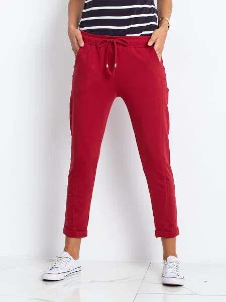 Pantaloni de trening Fashionhunters melange bordo