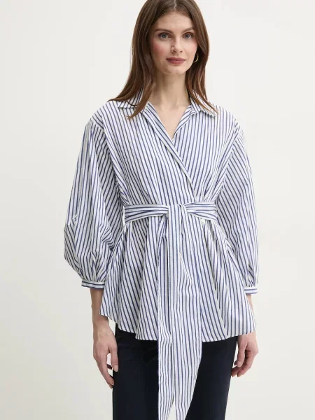 Weekend Max Mara koszula z domieszką jedwabiu relaxed z kołnierzykiem klasycznym fioletowy