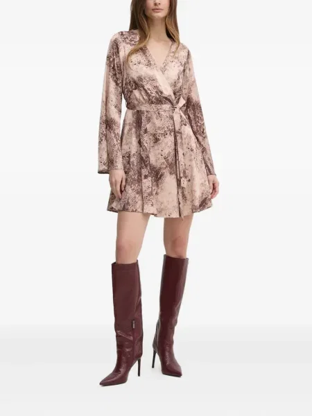 Sukienka mini Guess z nadrukiem w wężowy wzór kopertowa