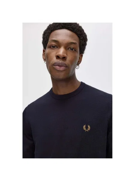 Pulover Fred Perry cu decolteu rotund clasic albastru