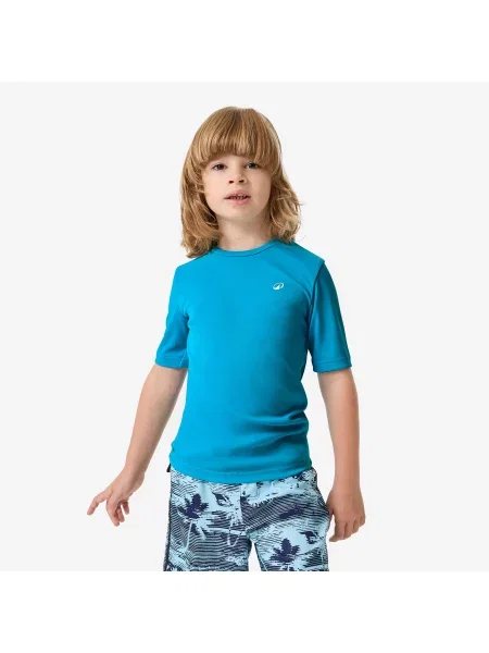 Koszulka UV surfingowa dla dzieci Decathlon Water T-shirt krótki rękaw niebieska