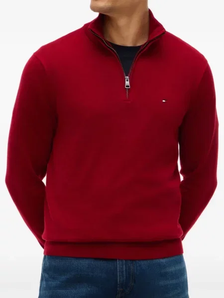 Pulover Tommy Hilfiger cu broderie roșu