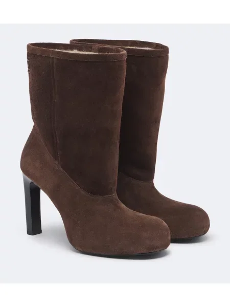 Cizme scurte Balenciaga din piele de căprioară maro