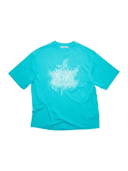 Koszulka Acne Studios z logo niebieska