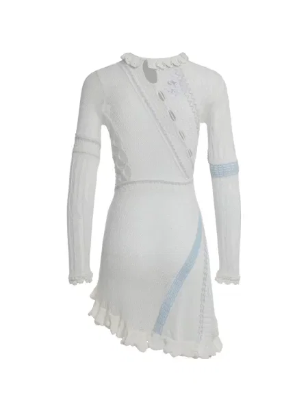 Rochie mini Roberta Einer cu volane de costum alb