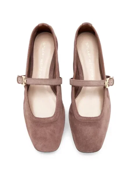 Balerini Stuart Weitzman din piele de căprioară maro