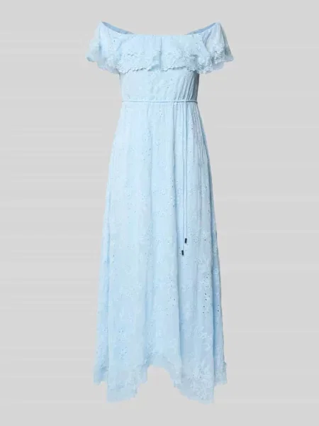 Sukienka wieczorowa z haftem angielskim i wiązanym paskiem Forever New