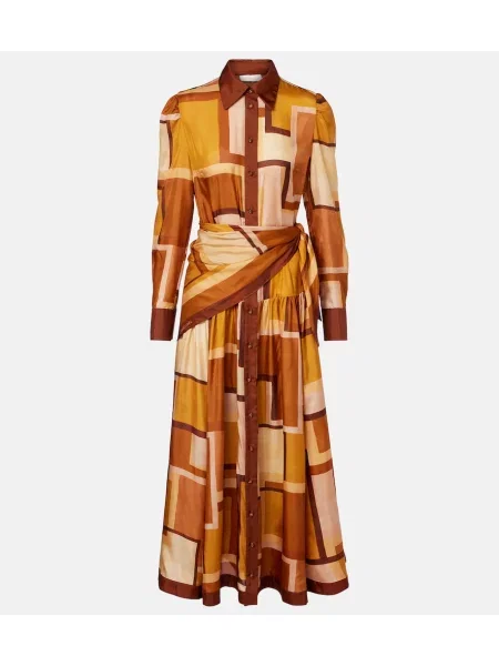 Rochie tip cămașă Zimmermann de mătase cu imagine de costum