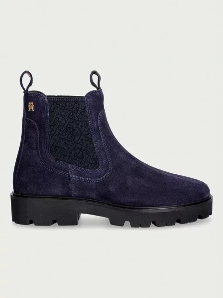 Tommy Hilfiger semišasti gležnjarji TH MONOGRAM SUEDE CHELSEA BOOT modra