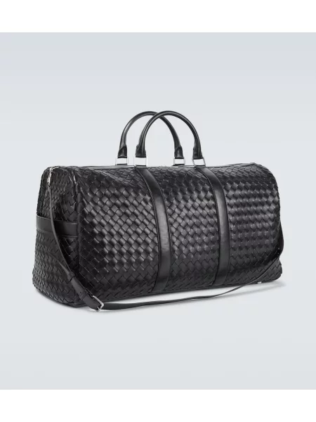 Usnjena torba Bottega Veneta črna