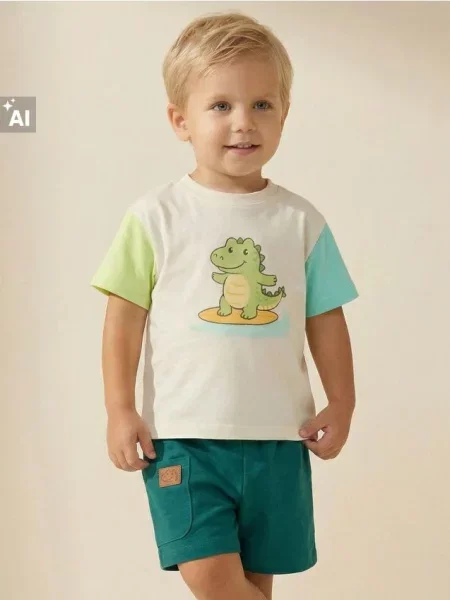 Sinsay Souprava trička a kraťas zelená