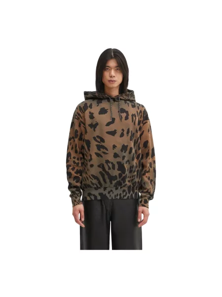 Aries bluza Leopard Hoodie z kapturem wzorzysta brązowy
