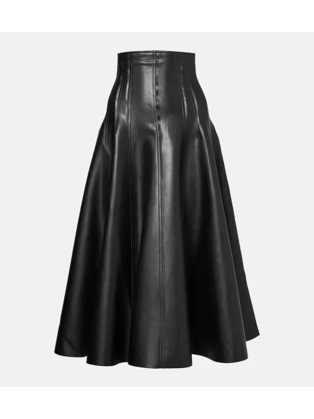 Кожена пола Norma Kamali до коляното черно