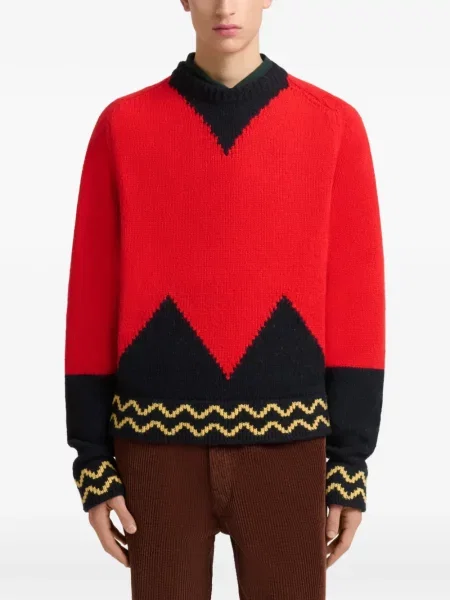Pulover Marni cu imprimeu geometric roșu